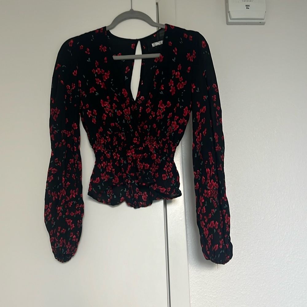 Reformation black flower top